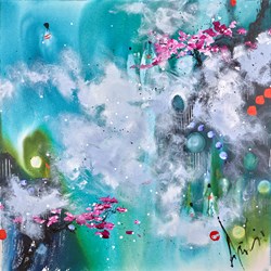 Cloud Rhythms by Danielle O'Connor Akiyama - Original Painting on Box Canvas sized 48x48 inches. Available from Whitewall Galleries